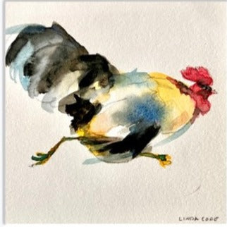 Running Roosters - watercolor originals