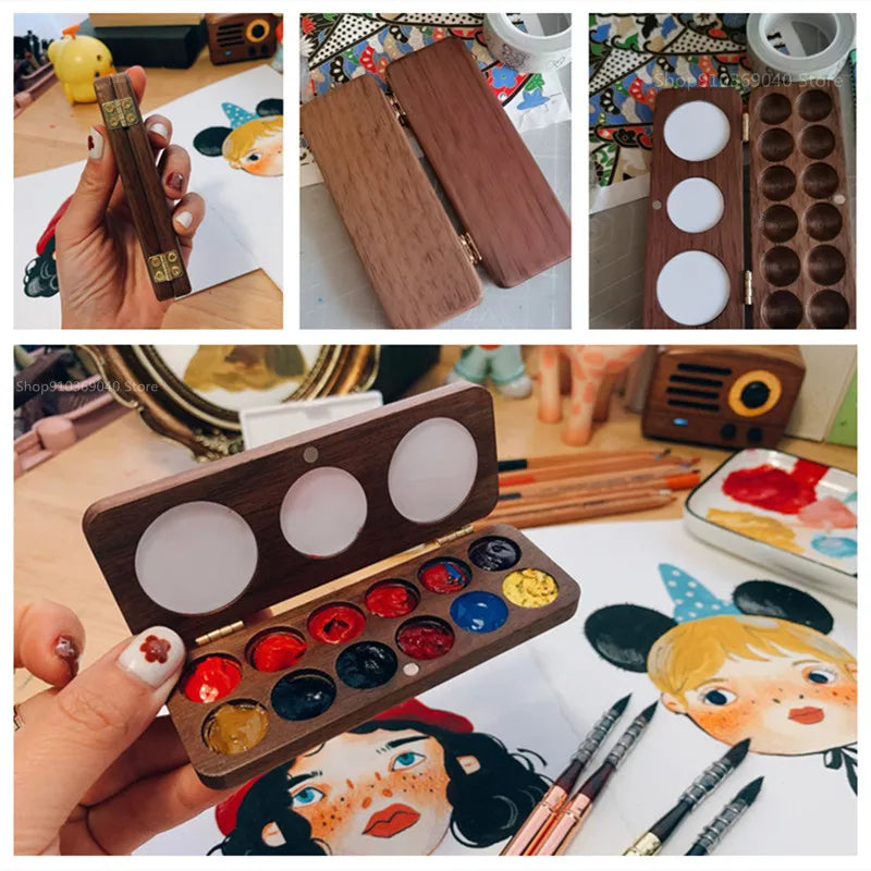 Wood Handmade Watercolor Paint Box